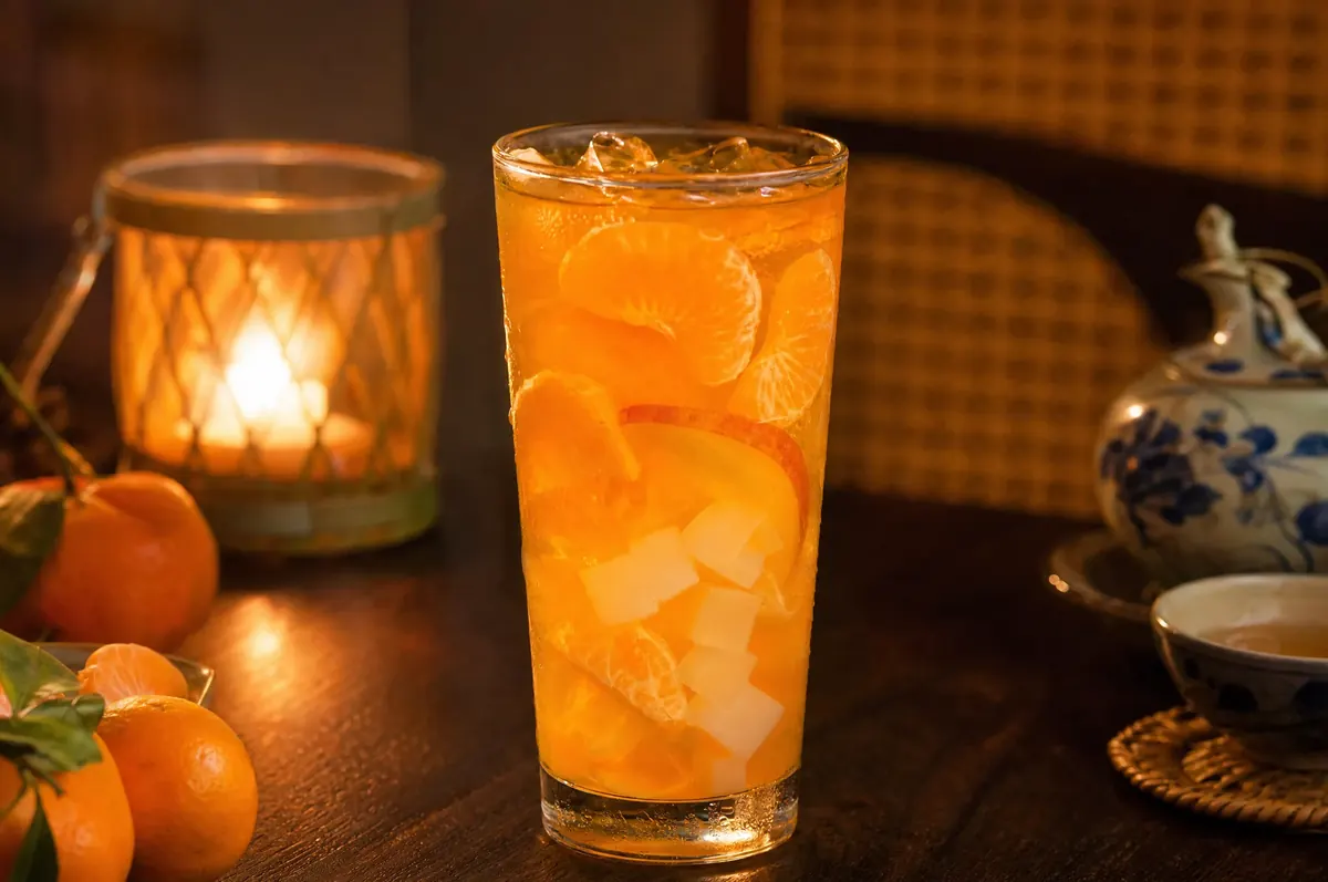 Tangerine Tea with Peach, Jello & Coconut Jelly